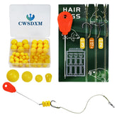Carp hair rig kit close-up with hooks